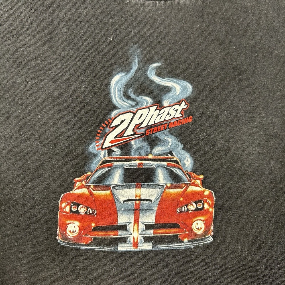 VTG Y2K Top Heavy LS Black Shirt Mens Size XL 2Phast Street Racing Viper Skull - Picture 4 of 8